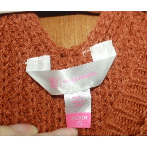 No Boundaries Lace Up Cable Knit Pullover Juniors Sz XS Burnt Orange NWT - Picture 5 of 8
